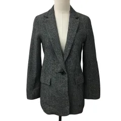 ナチュラルビューティーベーシック NATURAL BEAUTY BASIC ジャケット テーラード シングル ウール 長袖 M 黒 白 ブラック ホワイト