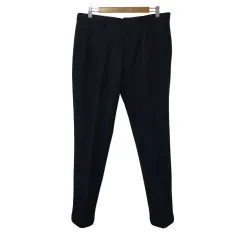 ユニクロ UNIQLO +J パンツ テーパード ロング ウール センタープレス ストライプ 7 紺 グレー ネイビー