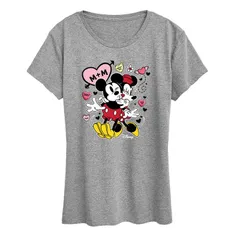 ディズニー レディース トップス Tシャツ グラフィック Disneys Mickey Minnie Mouse Womens Heart Graphic Tee Heather Gray グレー