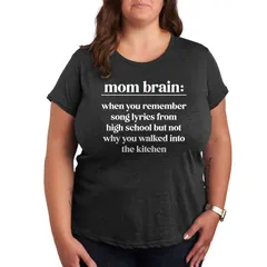 アニメキャラクター レディース トップス Tシャツ プラスサイズ グラフィック Licensed Character Plus Mom Brain Definition Graphic Tee Heather Charcoal チャコール