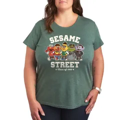 アニメキャラクター レディース トップス Tシャツ プラスサイズ グラフィック Licensed Character Plusesame Street Collegiate Graphic Tee Heather Green ヘザー