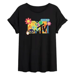 アニメキャラクター レディース トップス Tシャツ Licensed Character Juniors MTV Y2K Oversized Tee Black ブラック
