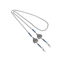 1928 レディース アクセサリー ネックレス・チョーカー・ペンダントトップ レース 1928 Pewter Blue Bead Heart Paw Eyeglass Holder Necklace Blue ブルー
