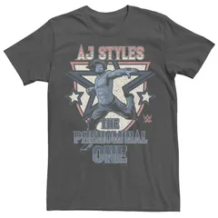 アニメキャラクター メンズ トップス Tシャツ グラフィック Licensed Character Mens WWE AJ Styles The Phenomenal One Graphic Tee Charcoal チャコール