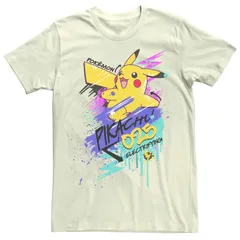 アニメキャラクター メンズ トップス Tシャツ Licensed Character Mens Pok moneon Pikachu Graffiti Wall Tee Natural