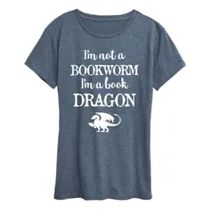 アニメキャラクター レディース トップス Tシャツ グラフィック Licensed Character Womens Im A Book Dragon Graphic Tee Heather Blue ヘザー