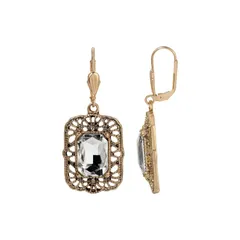 1928 レディース アクセサリー ピアス・イヤリング 1928 Gold Tone Crystal Square Leverback Earrings Multi マルチカラー