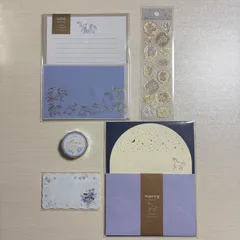 空色 花柄・鳩デザイン レターセット まとめ売り 手紙セット 5点セット レターセット・ミニカード・ステッカー・マスキングテープ