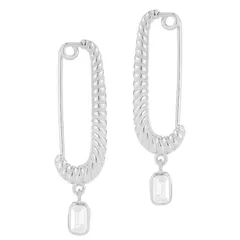Sunkissed Sterling レディース アクセサリー ピアス・イヤリング Sunkissed Sterling Cubic Zirconia Twist Link Drop Earringsilver Tone シルバー