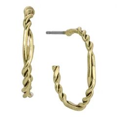1928 レディース アクセサリー ピアス・イヤリング 1928 Gold Tone Twisty CHoop Earrings Yellow イエロー