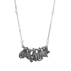 1928 レディース アクセサリー ネックレス・チョーカー・ペンダントトップ レース 1928 Silver Tone Faux Pearl Cat Necklace Silver Tone シルバー