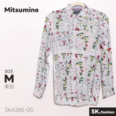 美品 Mitsumine トップス 総柄 フラワー柄 コットン ポケット付き　長袖 シャツ
