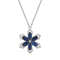 1928 レディース アクセサリー ネックレス・チョーカー・ペンダントトップ レース 1928 Silver Tone Simulated Blue Clear Crystal Flower Necklace Blue ブルー