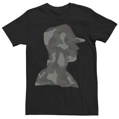 アニメキャラクター メンズ トップス Tシャツ Licensed Character Mens Veterans Day Soldier Side Profile Camouflage Fill Tee Black ブラック