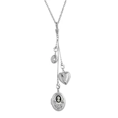 1928 レディース アクセサリー ネックレス・チョーカー・ペンダントトップ レース 1928 Silver Tone Multi Charm Heart Locket Necklace Silver Tone シルバー