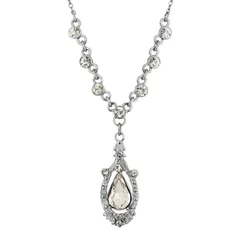 1928 レディース アクセサリー ネックレス・チョーカー・ペンダントトップ レース 1928 SilverTone Crystal Suspended Teardrop Necklace Multi マルチカラー