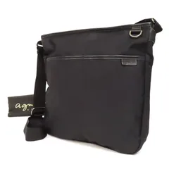 WB26114 美品 agnes b. アニエスベー ショルダーバッグ メッセンジャーバッグ ナイロン 斜め掛け クロスボディ スクエア 黒 ブラック 日本製