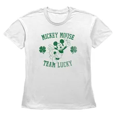 ディズニー レディース トップス Tシャツ グラフィック Disneys Mickey Mouse Team Lucky Womens Graphic Tee White ホワイト