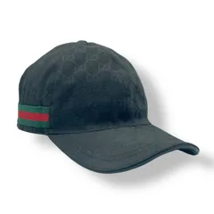 極美品 GUCCI グッチ ベースボールキャップ GG キャンバス ブラック 男女兼用 サイズL