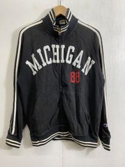 champion チャンピオン ジップアップ スウェット ジャケット MICHIGAN サイドライン コットン 古着 ブラック M C405