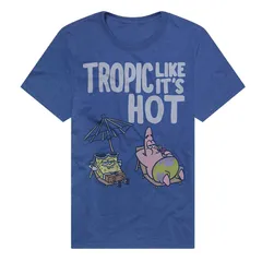 アニメキャラクター メンズ トップス Tシャツ パンツ グラフィック Licensed Character MenspongeBob SquarePants Tropic Like Its Hot Graphic Tee Royal