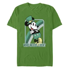 ディズニー メンズ トップス Tシャツ グラフィック Disneys Mickey Mouse Who Needs Luck Mens Graphic Tee Kelly