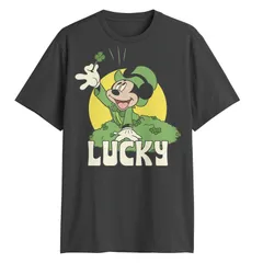 ディズニー メンズ トップス Tシャツ グラフィック Disneys Mickey Mouse Lucky Mens Graphic Tee Charcoal チャコール