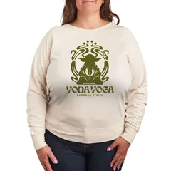 スター ウォーズ レディース トップス Tシャツ プラスサイズ パイル Plusize Star Wars Yoda Yoga French Terry Long Sleeve Tee Beige ベージュ