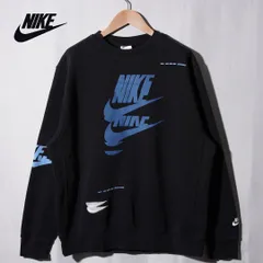 ナイキ NIKE カオスロゴ スウェット L ブラック 00s 刺繍 クレイジーロゴ マルチロゴ アート グリッチ加工 プリント クレイジーパターン 裏起毛 ストリート スポーツミックス ユニセックス モード 古着 L320