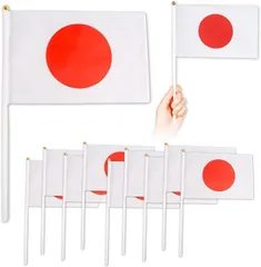 ideamall 日本国旗 ミニ国旗 スポーツ 観戦 応援 式典 祝日 10本セット (レッド)