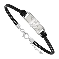 ロゴアート レディース アクセサリー ブレスレット・バングル・アンクレット レザー LogoArt Nashville Predatorsterling Silver Leather Bracelet Sterling Silver シルバー
