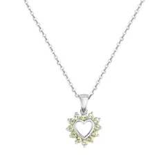 アンブランデッド レディース アクセサリー ネックレス・チョーカー・ペンダントトップ レース Unbranded Sterling Silver Peridot Halopen Heart Pendant Necklace Sterling Silver シル