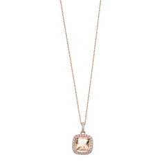 アンブランデッド レディース アクセサリー ネックレス・チョーカー・ペンダントトップ レース Unbranded 14k Rose Gold Over Silver Simulated Morganite Cushion Pendant Necklace 14