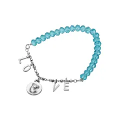 1928 レディース アクセサリー ブレスレット・バングル・アンクレット 1928 Silver Tone Aqua Beads with Love and Horse Head Bracelet Green グリーン