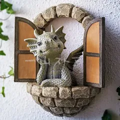 ドラゴンの飾り オブジェ ガーデンオーナメント ドラゴン 竜 彫刻 壁掛け かわいい 小さな恐竜 リトルドラゴン ガーデニング 置物 装飾 屋のサムネイル