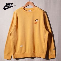 ナイキ NIKE マルチロゴ スウェット L マスタード スウッシュ ロゴ刺繍 マルチ刺繍 イエロー クレイジーパターン  裏起毛 ユニセックス ストリート 古着 L423