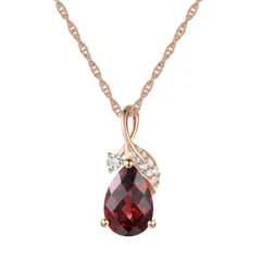アンブランデッド レディース アクセサリー ネックレス・チョーカー・ペンダントトップ レース Unbranded 14k Rose Gold Over Silver Garnet LabCreated White Sapphire Pendant Neckla