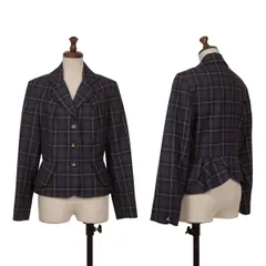 ヴィヴィアンウエストウッド レッドレーベルVivienne Westwood Red Label ウールタータンチェックタックデザインジャケット 紺3のサムネイル