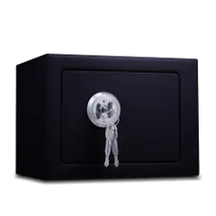 Asdays 金庫家庭用 スチール製金庫 戸建て防犯用 シリンダー式 5L 23×17×17cm (ブラック) [ブラック]