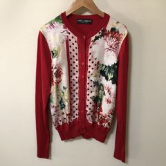 26ss】ドルガバ カーディガン シルク＆ツイル マヨリカプリント ブルー