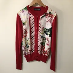 BM113　DOLCE&GABBANA　ドルチェ&ガッバーナ　レッド　カーディガン　38　花柄　フラワー　長袖のサムネイル