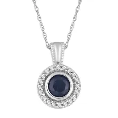アンブランデッド レディース アクセサリー ネックレス・チョーカー・ペンダントトップ レース Unbranded 10k White Gold Sapphire 110 CaratW Diamond Halo Pendant Necklace 10k Whgo