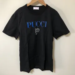BM125　PUCCI　エミリオプッチ　ブラック　半袖　ロゴ　Tシャツ　コットン　M　のサムネイル