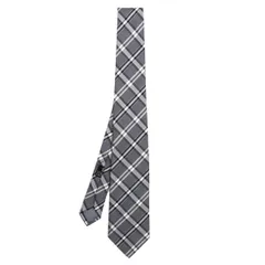 ジャンニヴェルサーチGIANNI VERSACE チェックジャガードシルクネクタイ グレー白