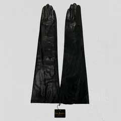 【格安】イタリアンレザー グローブ　本革　手袋　ラムレザー　羊革 ブラック　黒　新品未使用　タグ付　高級　ジェニファー　イタリー ストレート 12・13A　全長47.5cm