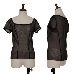 ダナキャランインティメイトDONNA KARAN INTIATES 切替メッシュ半袖トップス 黒Mのサムネイル