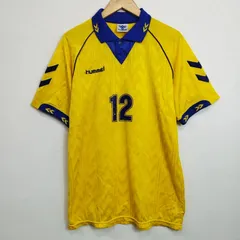 hummel ヒュンメル サッカー ユニフォーム ゲームシャツ 半袖 背番号 12 ナンバリング football 古着 イエロー系 O スポーツ C416のサムネイル