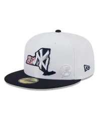 ニューエラ メンズ アクセサリー 帽子 New Era Mens White and Navy New York Yankees State 59FIFTY Fitted Hat White Navy ホワイト