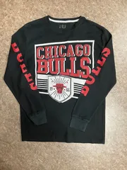 【10s UNK】 NBA シカゴ・ブルズ 袖プリント ワッフル ロンT ブラック M