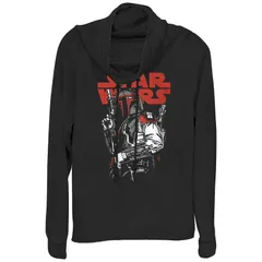 アニメキャラクター レディース トップス Tシャツ グラフィック Licensed Character Juniors Star Wars Dat Boba Cowlneck Graphic Lightweight Long Sleeve Black ブラック